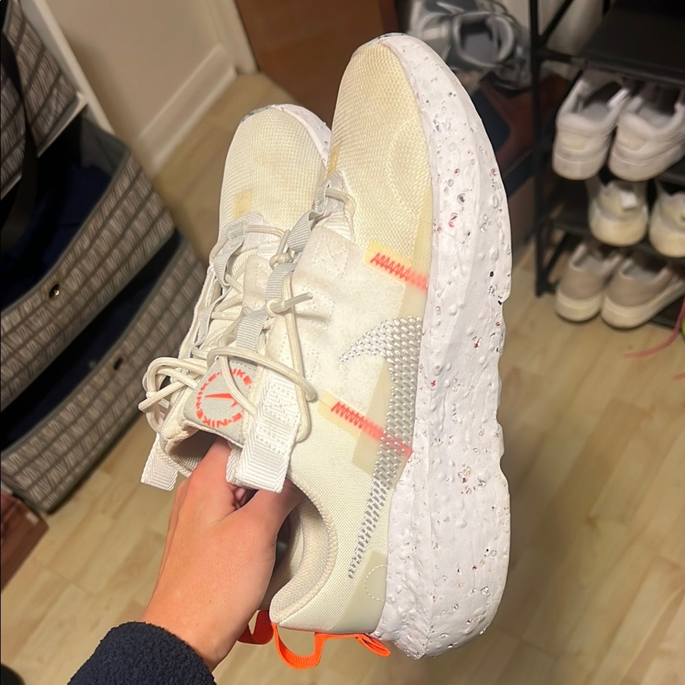 Nike Women's Cream and Orange Sneakers